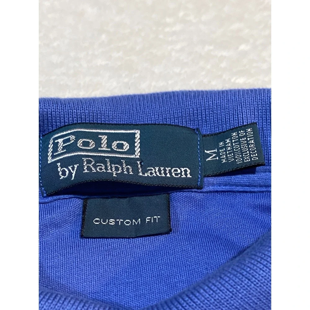 Polo Ralph Lauren Mens Custom Fit Blue Soft Cotton Short Sleeve Polo Shirt M - Picture 4 of 8